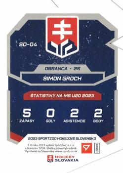 2023 SportZoo Hokejové Slovensko - Slovensko 20 #SD-04 Simon Groch Back