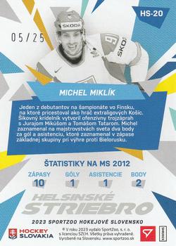 2023 SportZoo Hokejové Slovensko - Helsinské Striebro Silver Glitter #HS-20 Michel Miklik Back