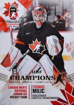 2023 BY Cards IIHF World Junior Championship #1 Thomas Milic Front