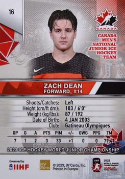 2023 BY Cards IIHF World Junior Championship #16 Zach Dean Back