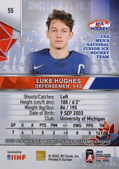 2023 BY Cards IIHF World Junior Championship #55 Luke Hughes Back