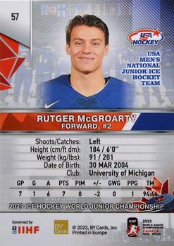 2023 BY Cards IIHF World Junior Championship #57 Rutger McGroarty Back