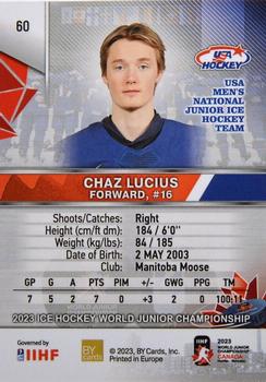 2023 BY Cards IIHF World Junior Championship #60 Chaz Lucius Back