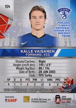 2023 BY Cards IIHF World Junior Championship #104 Kalle Vaisanen Back