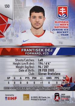 2023 BY Cards IIHF World Junior Championship #130 Frantisek Dej Back