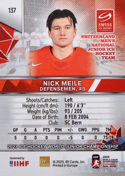 2023 BY Cards IIHF World Junior Championship #137 Nick Meile Back
