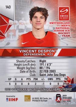 2023 BY Cards IIHF World Junior Championship #140 Vincent Despont Back