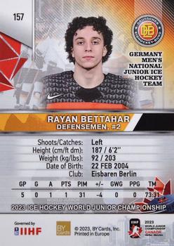 2023 BY Cards IIHF World Junior Championship #157 Rayan Bettahar Back
