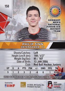 2023 BY Cards IIHF World Junior Championship #158 Philip Sinn Back