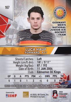 2023 BY Cards IIHF World Junior Championship #167 Luca Hauf Back