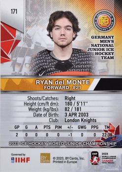 2023 BY Cards IIHF World Junior Championship #171 Ryan del Monte Back