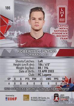 2023 BY Cards IIHF World Junior Championship #186 Roberts Cjunskis Back