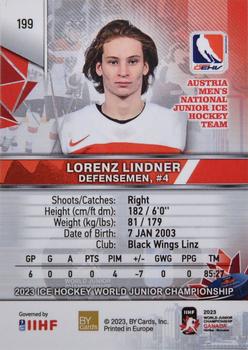 2023 BY Cards IIHF World Junior Championship #199 Lorenz Lindner Back