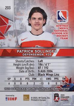 2023 BY Cards IIHF World Junior Championship #203 Patrick Söllinger Back