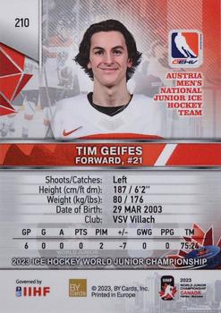 2023 BY Cards IIHF World Junior Championship #210 Tim Geifes Back