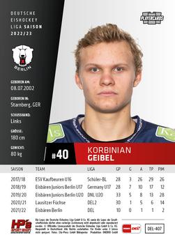 2022-23 Playercards Update (DEL) #407 Korbinian Geibel Back