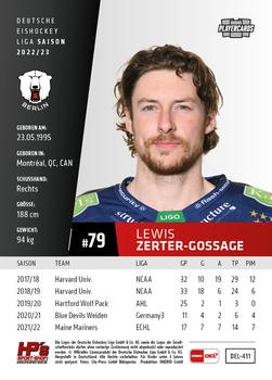 2022-23 Playercards Update (DEL) #411 Lewis Zerter-Gossage Back