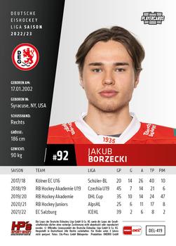 2022-23 Playercards Update (DEL) #419 Jakub Borzecki Back