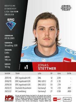 2022-23 Playercards Update (DEL) #425 Jonas Stettmer Back