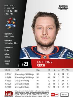 2022-23 Playercards Update (DEL) #435 Anthony Rech Back