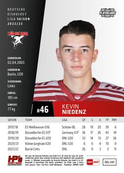 2022-23 Playercards Update (DEL) #441 Kevin Niedenz Back