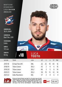 2022-23 Playercards Update (DEL) #447 Luca Tosto Back