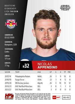 2022-23 Playercards Update (DEL) #453 Nicolas Appendino Back