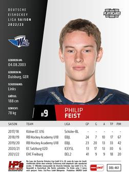 2022-23 Playercards Update (DEL) #461 Philip Feist Back