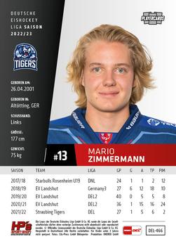 2022-23 Playercards Update (DEL) #466 Mario Zimmermann Back