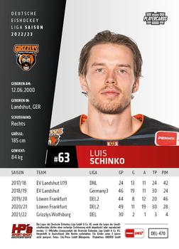 2022-23 Playercards Update (DEL) #470 Luis Schinko Back