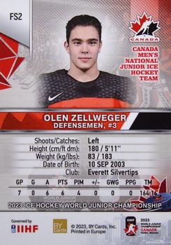 2023 BY Cards IIHF World Junior Championship - Future Stars #FS02 Olen Zellweger Back