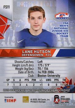 2023 BY Cards IIHF World Junior Championship - Future Stars #FS11 Lane Hutson Back