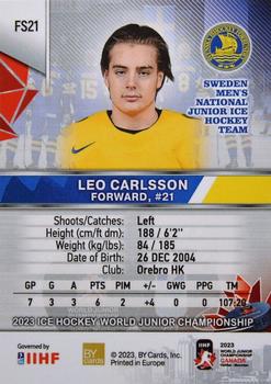 2023 BY Cards IIHF World Junior Championship - Future Stars #FS21 Leo Carlsson Back