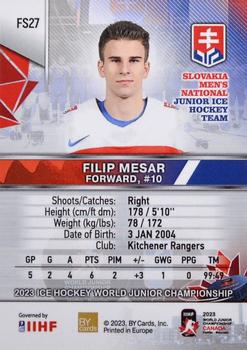 2023 BY Cards IIHF World Junior Championship - Future Stars #FS27 Filip Mesar Back