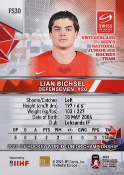 2023 BY Cards IIHF World Junior Championship - Future Stars #FS30 Lian Bichsel Back
