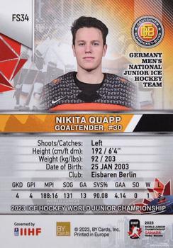 2023 BY Cards IIHF World Junior Championship - Future Stars #FS34 Nikita Quapp Back