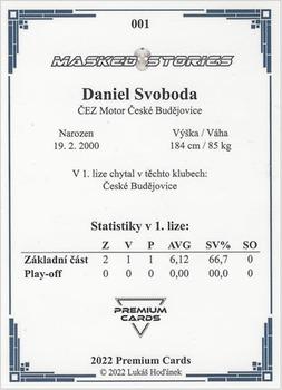 2022 Premium Cards Masked Stories #001 Daniel Svoboda Back