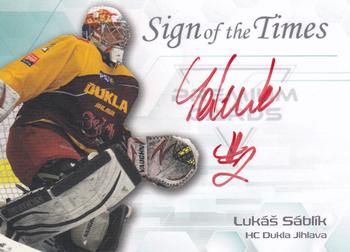 2022 Premium Cards Masked Stories - Sign of the Times Red #SOF-LUS Lukas Sablik Front