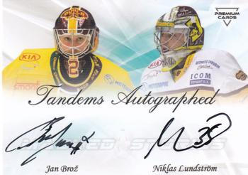 2022 Premium Cards Masked Stories - Tandems Autographed Black #TA-JBNL Jan Broz / Niklas Lundstrom Front