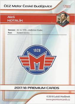 2017-18 Premium Cards WSM Liga - Coaches #T20 Ales Kotalik Back