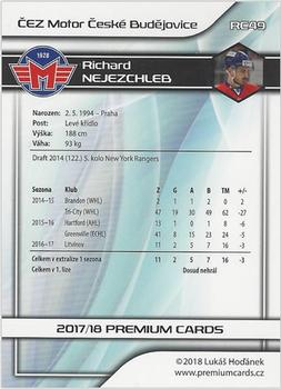 2017-18 Premium Cards WSM Liga - Rookie Gems #RC49 Richard Nejezchleb Back