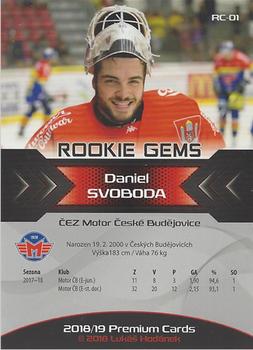 2018-19 Premium Cards CHANCE liga - Rookie Gems #RC-01 Daniel Svoboda Back