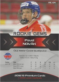 2018-19 Premium Cards CHANCE liga - Rookie Gems #RC-04 Pavel Novak Back