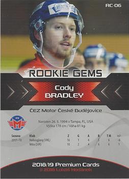 2018-19 Premium Cards CHANCE liga - Rookie Gems #RC-06 Cody Bradley Back