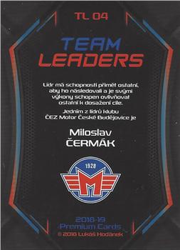 2018-19 Premium Cards CHANCE liga - Team Leaders #TL04 Miloslav Cermak Back