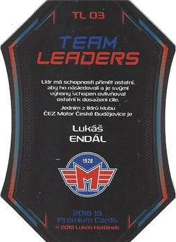 2018-19 Premium Cards CHANCE liga - Team Leaders Die Cut #TL03 Lukas Endal Back