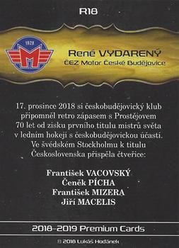 2018-19 Premium Cards CHANCE liga - Motor ČB Retro #R18 Rene Vydareny Back