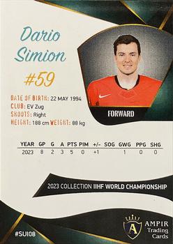 2023 AMPIR IIHF World Championship Team Switzerland #SUI08 Dario Simion Back
