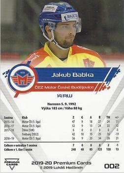 2019-20 Premium Cards CHANCE liga #002 Jakub Babka Back