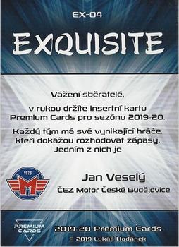 2019-20 Premium Cards CHANCE liga - Exquisite #EX-04 Jan Vesely Back